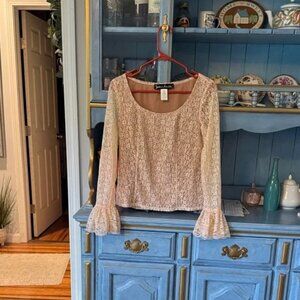 Blush Lace Bell Sleeve Blouse